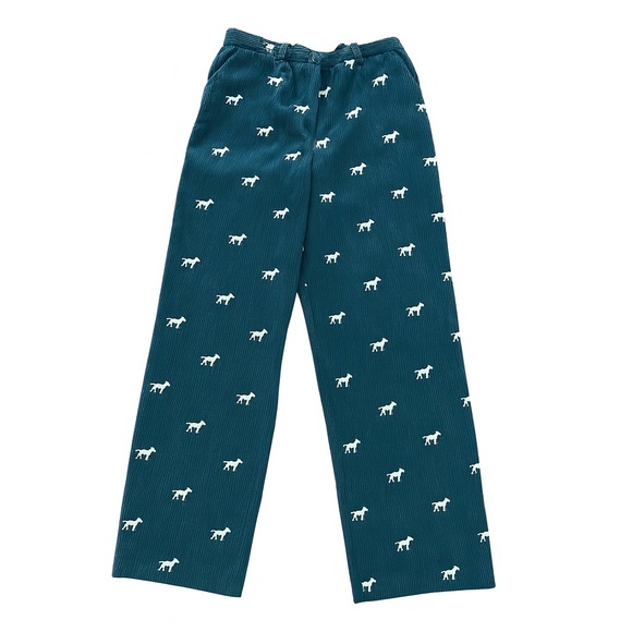 Vintage Orvis Hunter Green Corduroy Dog Embroidered Pants High Rise 30x27 Y2K - Picture 2 of 15